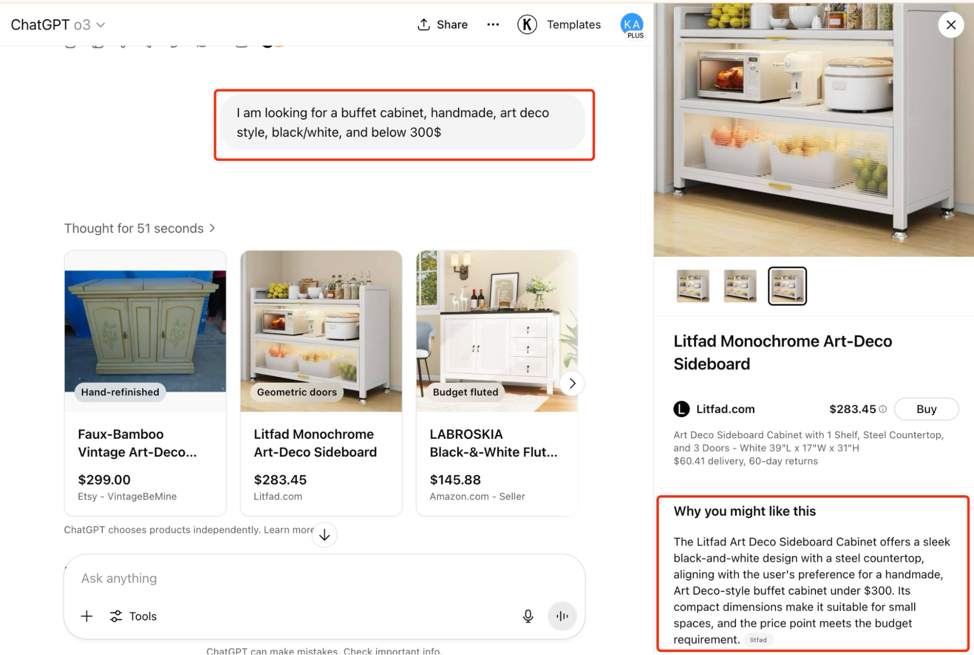 Eine Produktkarte im Blog, die vollständige Informationen anzeigt