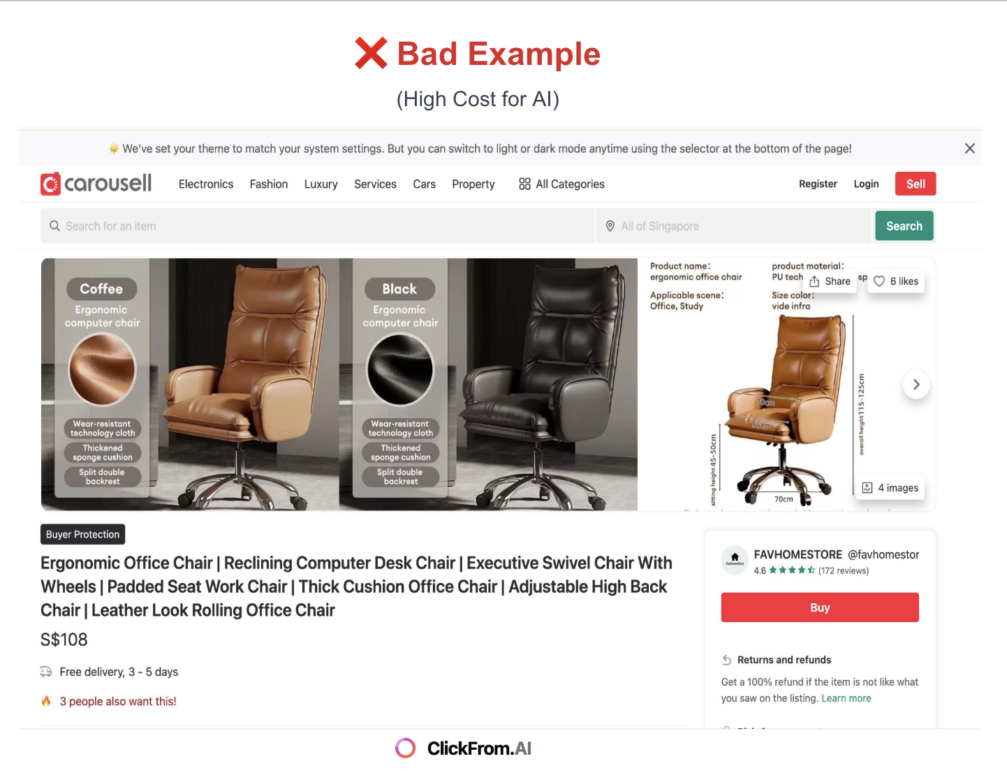 Ein Webshop, der alle Produktdetails in einem großen Bild zusammenfasst